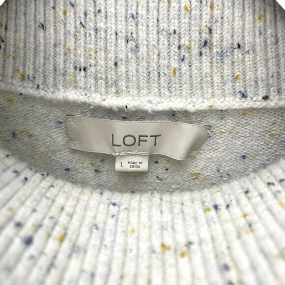 LOFT Women's MOCK NECK SWEATER Speckled Cream Size LARGE - Picture 6 of 6